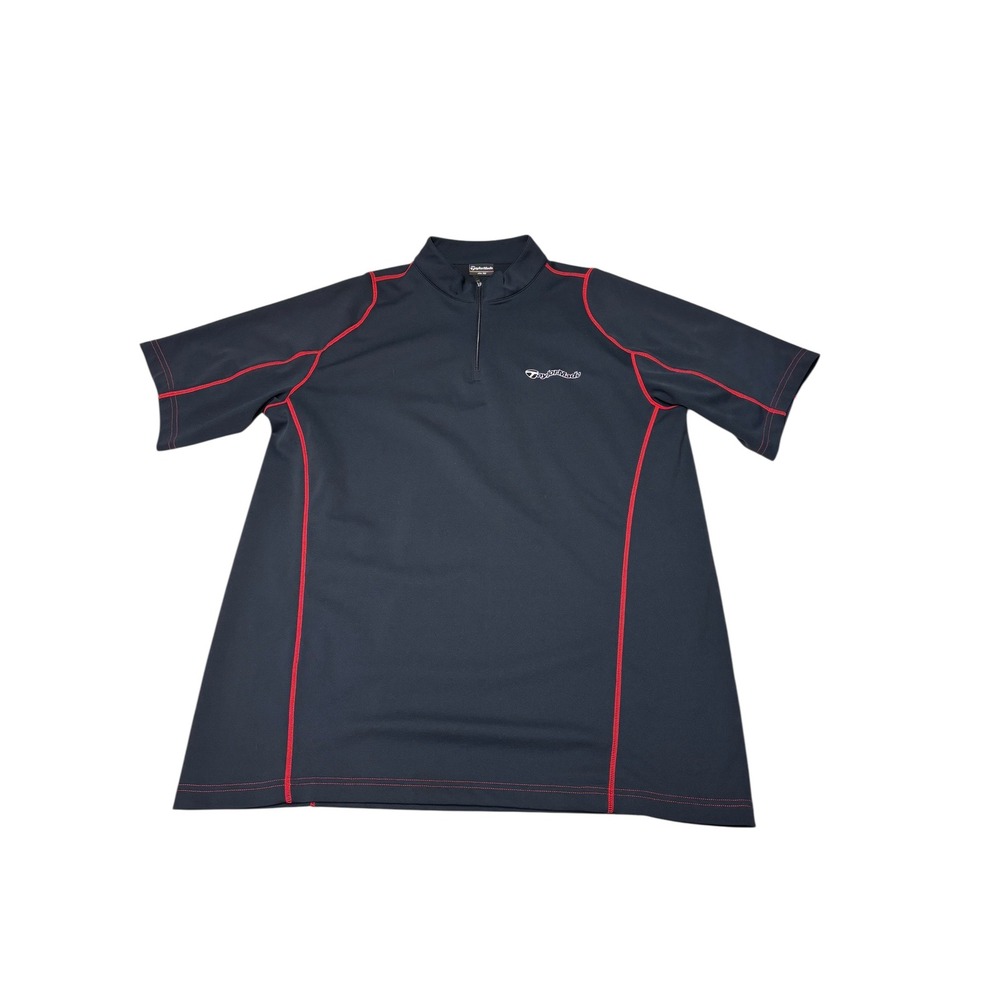 TaylorMade Mens‎ Golf Shirt Black Red Contrast Stitch 1/4 Zip Mock Neck Size XO